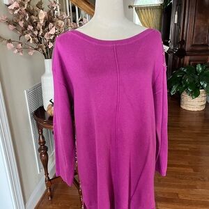 Talbots tunic length sweater with button detail on shoulder